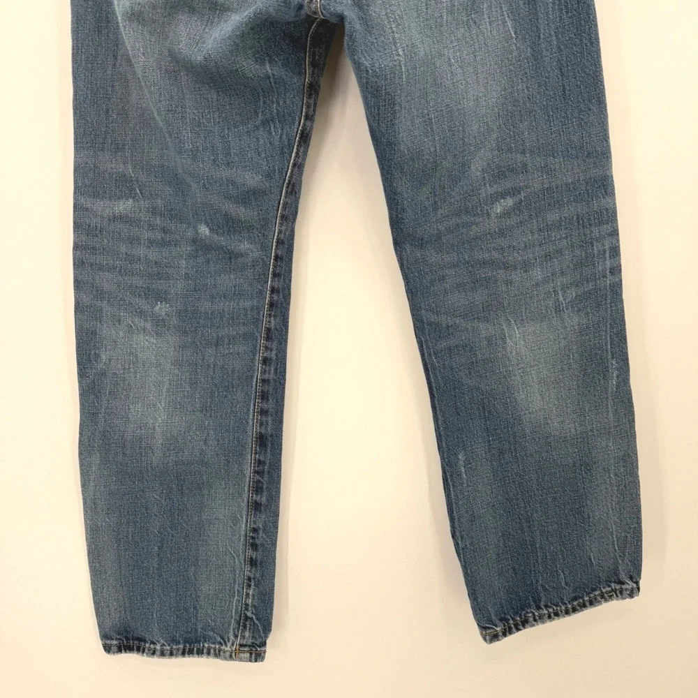 Polo Ralph Lauren Jeans Mens 34 Blue Classic Fit Distressed Military Patches